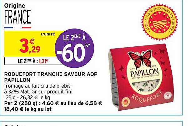 Roquefort Tranche Saveur Aop Papillon