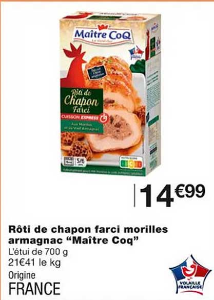 rôti de chapon farci morilles armagnac "maître coq"