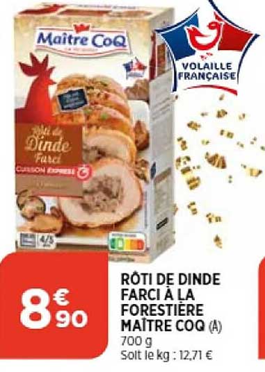rôti de dinde farci à la forestière maître coq