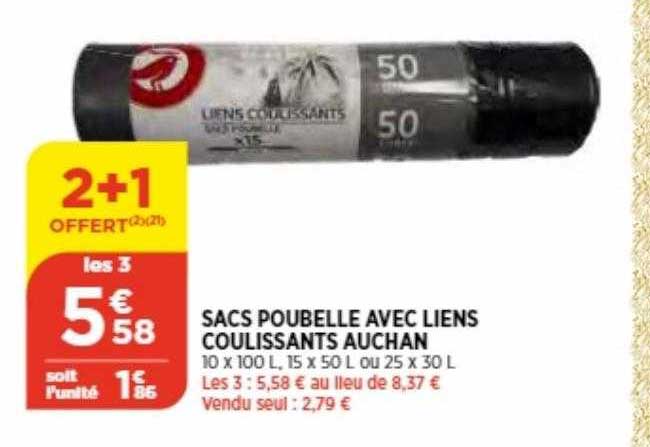Sacs Poubelle Avec Liens Coulissants Auchan