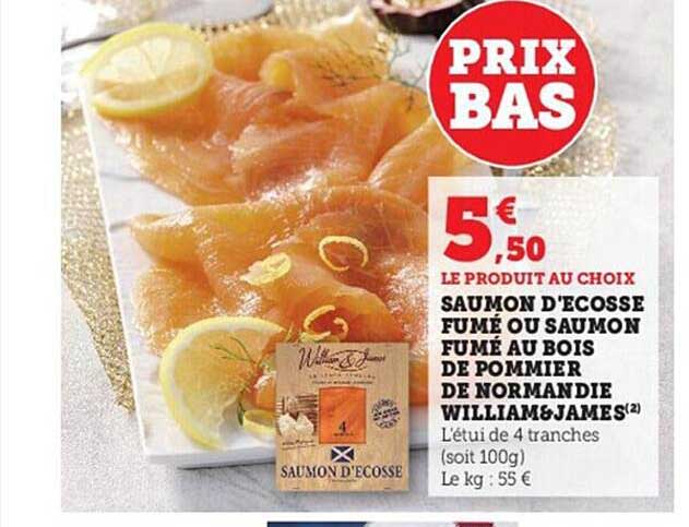 saumon d'écosse fumé ou saumon fumé au bois de pommier de normandie william & james