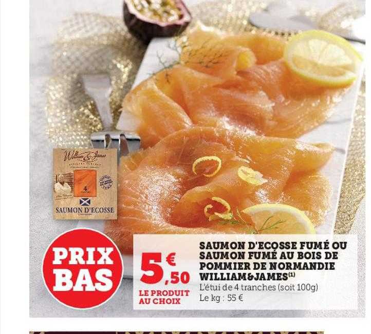 saumon d'écosse fumé ou saumon fumé au bois de pommier de normandie william & james