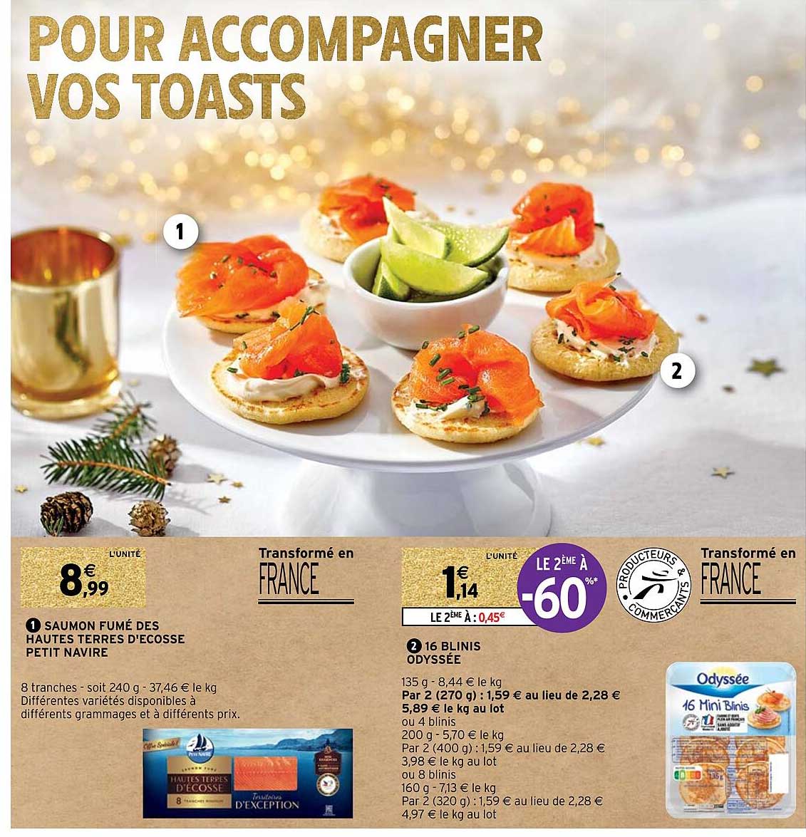 saumon fumé des hautes terres d'écosse petit navire, 16 blinis odyssée