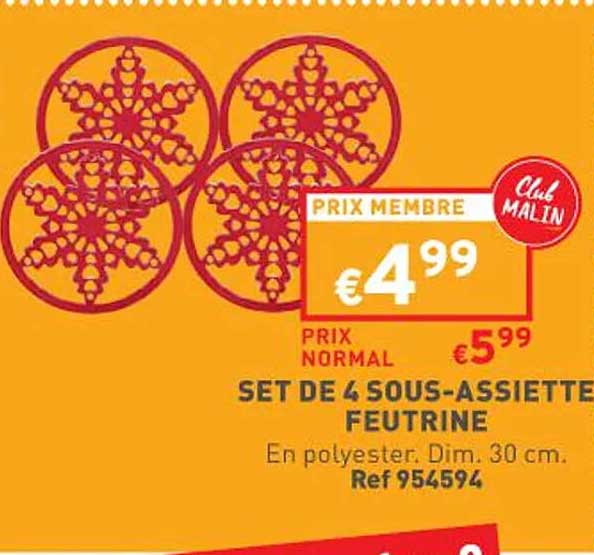 set de 4 sous-assiette feutrine