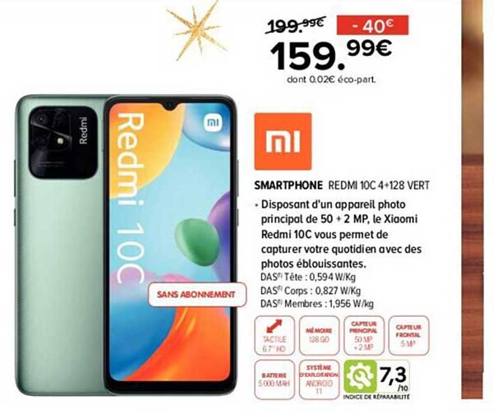 smartphone redmi 10C 4+128 vert