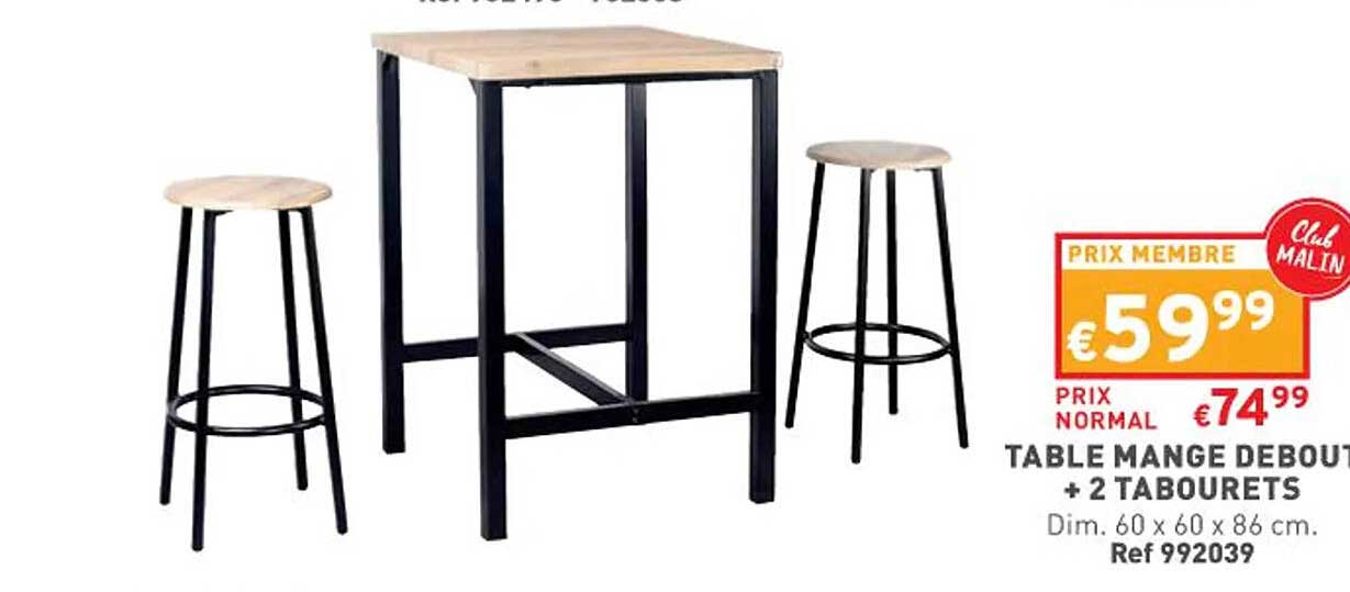 table mange debout + 2 tabourets