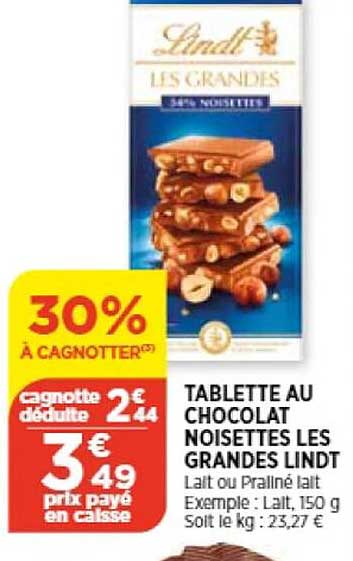 tablette au chocolat noisettes les grandes lindt