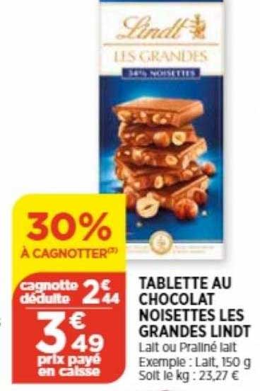 tablette au chocolat noisettes les grandes lindt