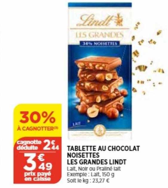 tablette au chocolat noisettes les grandes lindt