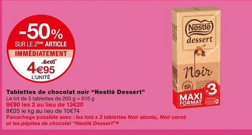 Tablettes De Chocolat Noir "nestlé Dessert"