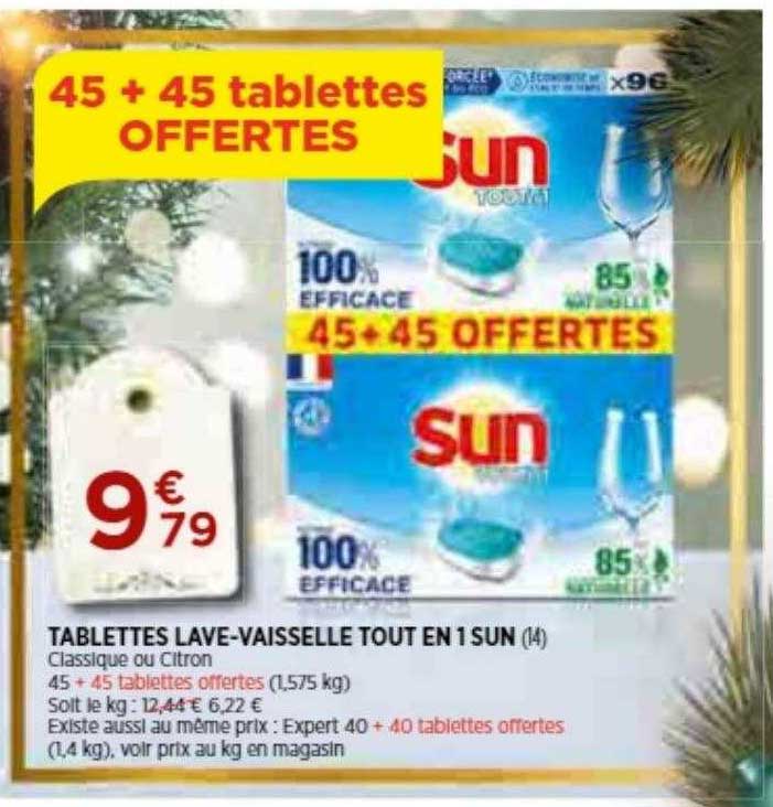 tablettes lave-vaisselle tout en 1 sun