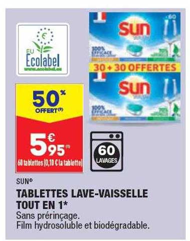 tablettes lave-vaisselle tout en 1 sun