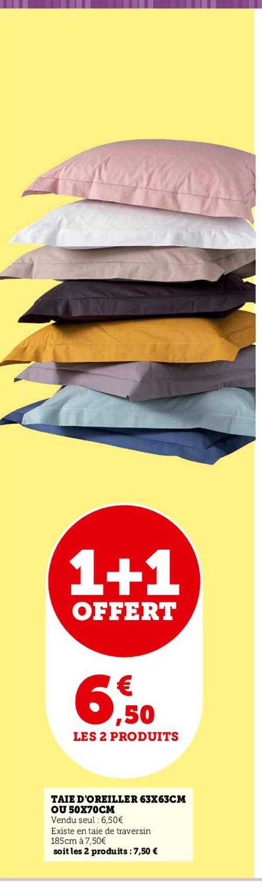 taie d'oreiller 63 x 63 cm ou 50 x 70 cm