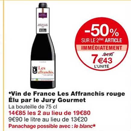 vin de france les affranchis rouge élu par le jury gourmet