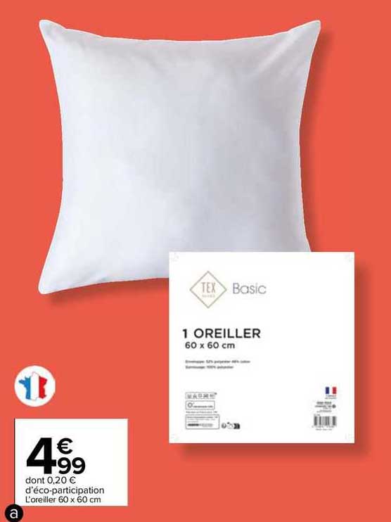 l'oreiller 60 x 60 cm tex home basic