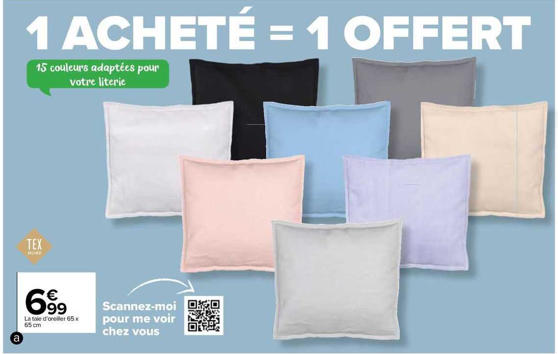 le taie d'oreiller 65 x 65 cm tex home