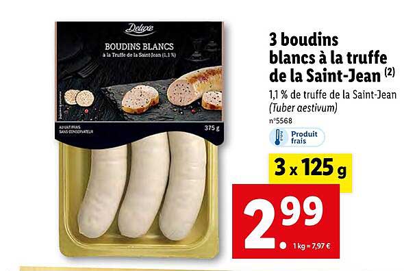 3 boudins blancs a la truffe de la saint-jean