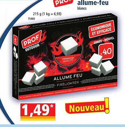 40 cubes allume-feu blancs prof