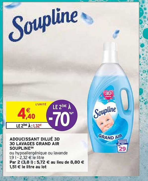 adoucissant dilué 3d 30 lavages grand air soupline