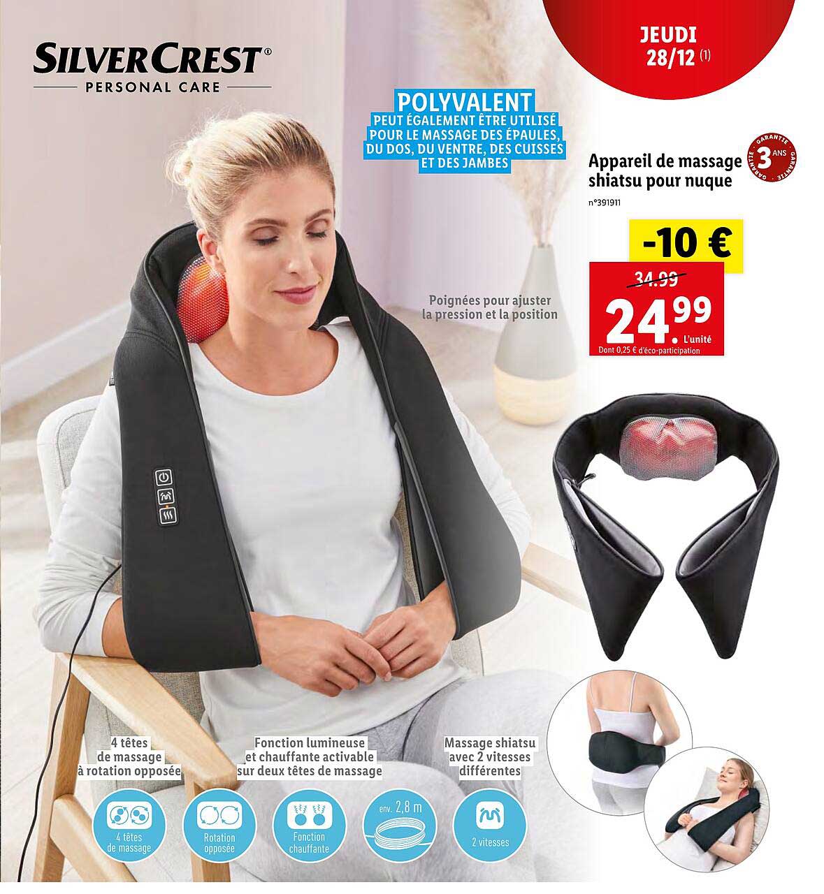 appareil de massage shiatsu pour nuque silvercrest