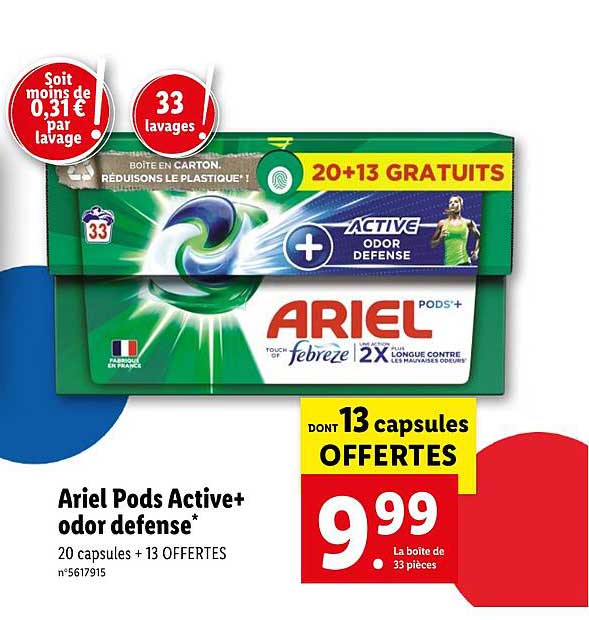 ariel pods active+ odor défense