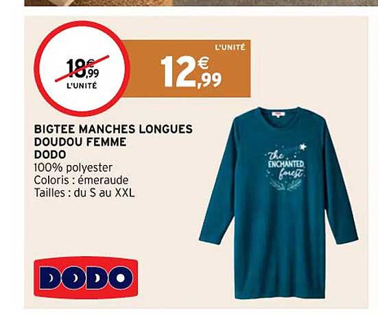 bigtee manches longues doudou feme dodo