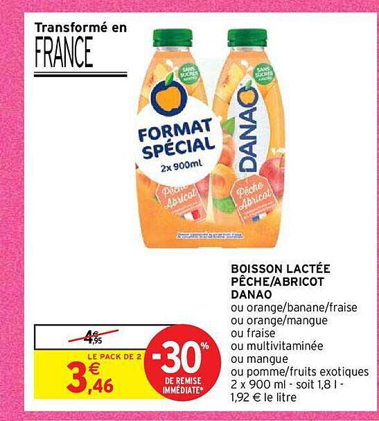 boisson lactée pêche/abricot danao