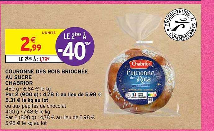 couronne des rois briochée au sucre chabrior