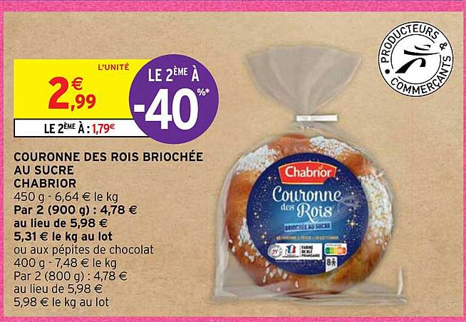 couronne des rois briochée au sucre chabrior