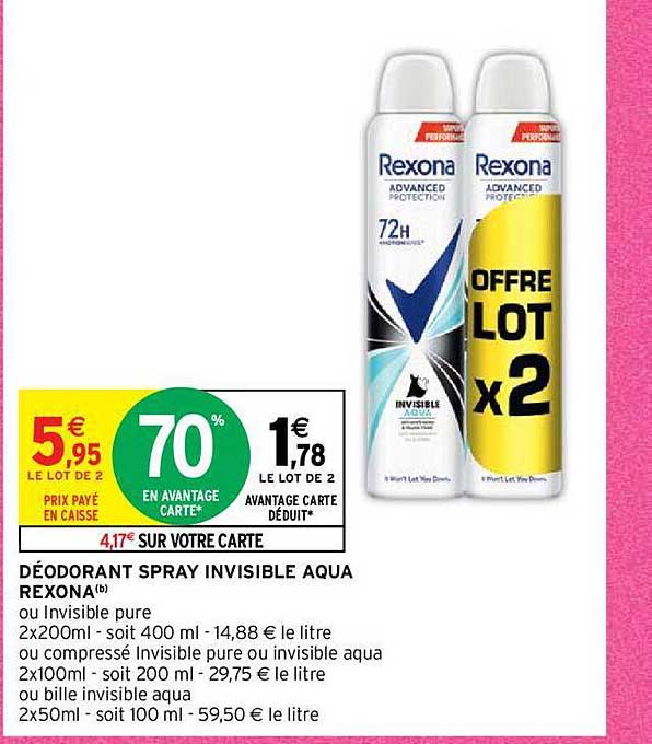 Déodorant Spray Invisible Aqua Rexona
