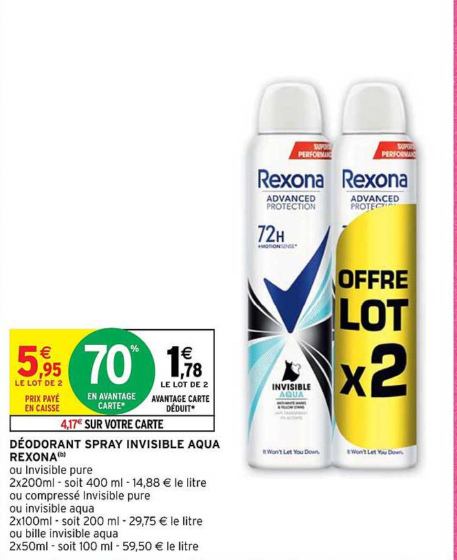 Déodorant Spray Invisible Aqua Rexona