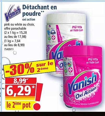 détachant en poudre oxi action vanish