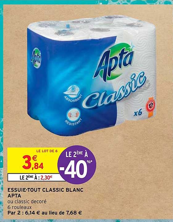 essuie-tout classic blanc apta