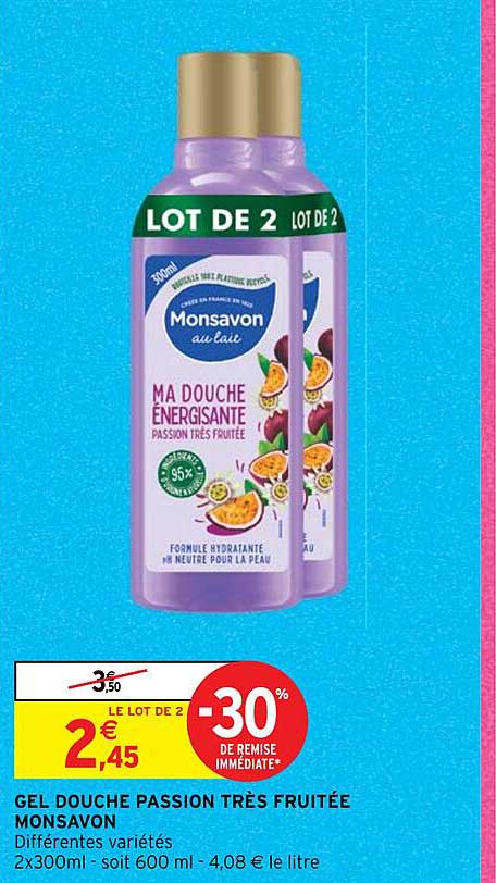 gel douche passion très fruitée monsavon