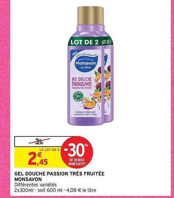 gel douche passion très fruitée monsavon