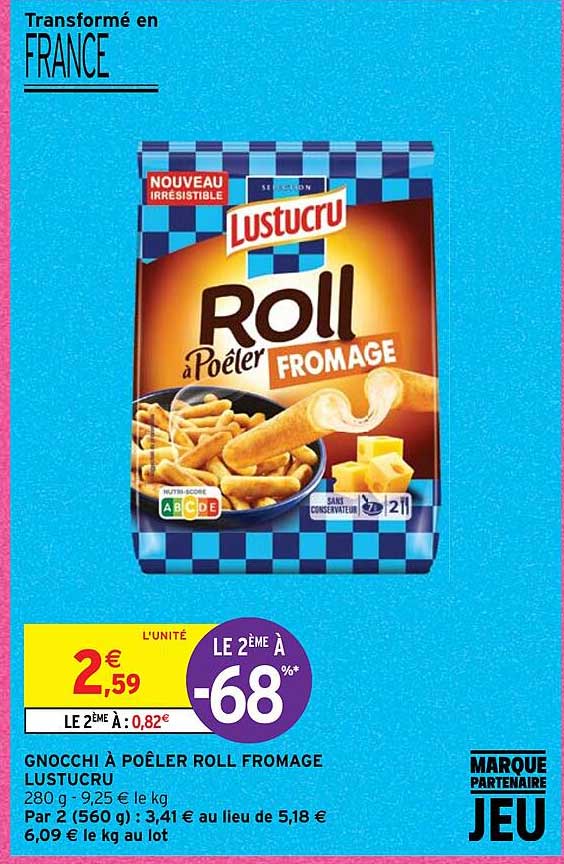 gnocchi à poêler roll fromage lustucru