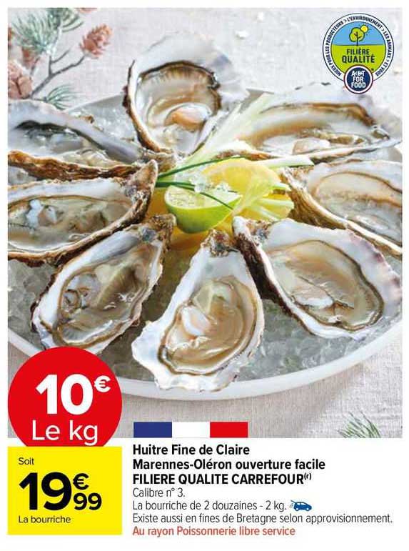 huître fine de claire marennes-oléron ouverture facile filière qualité carrefour