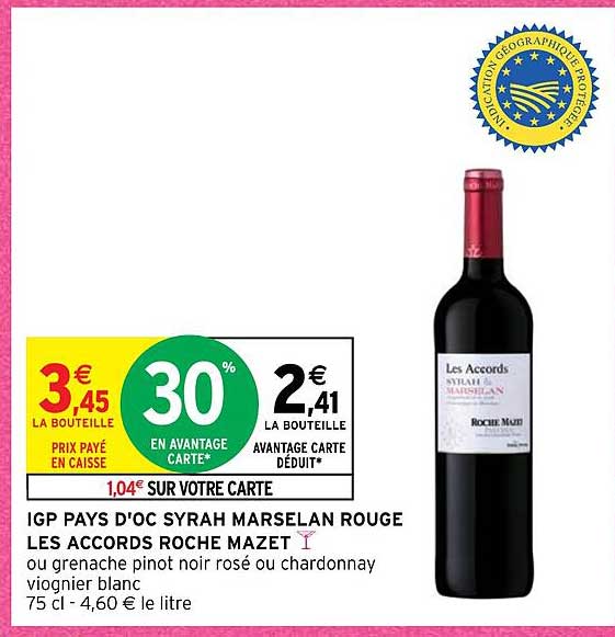 igp pays d'oc syrah marselan rouge les accords roche mazet