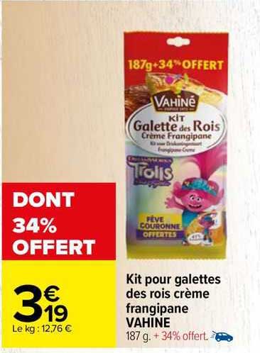 kit pour galettes des rois crème frangipane vahiné