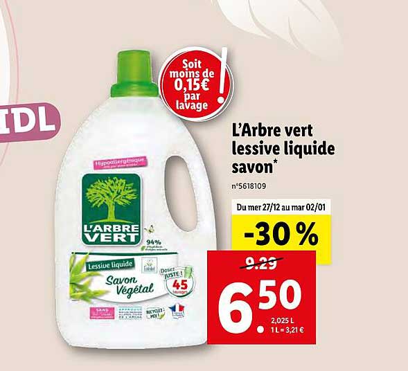 l'arbre vert lessive liquide savon