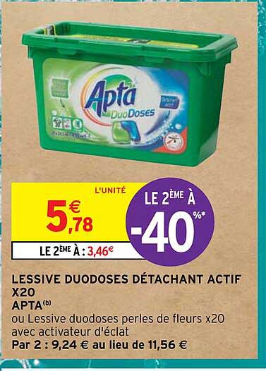 lessive duo doses détachant actif x20 apta