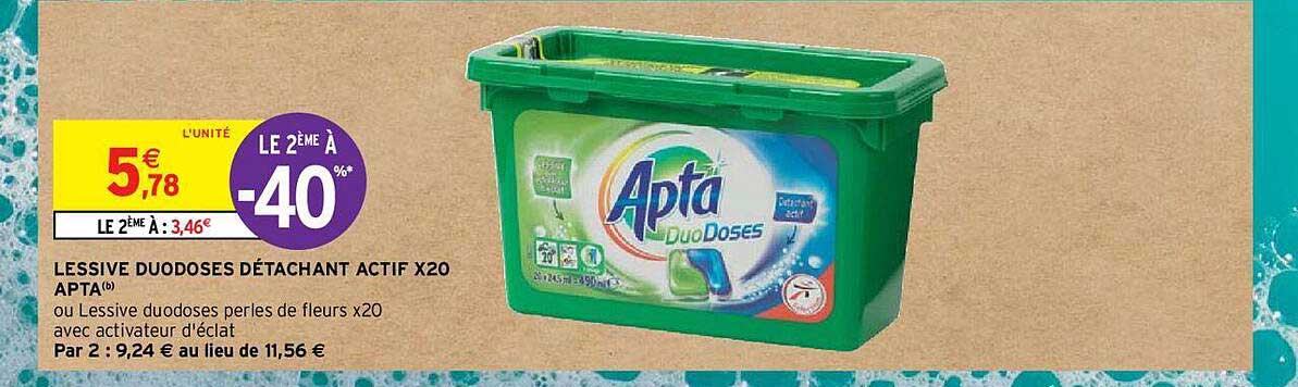 lessive duo doses détachant actif x20 apta