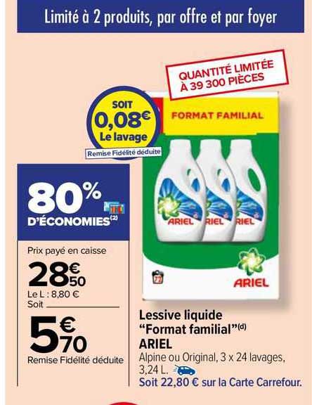 lessive liquide "format familial" ariel