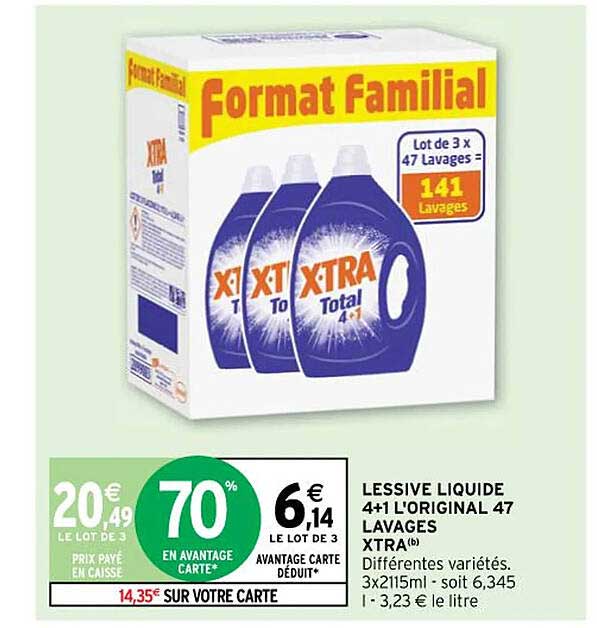 Lessive Liquide 4+1 L'original 47 Lavages Xtra