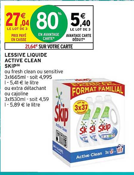 Lessive Liquide Active Clean Skip