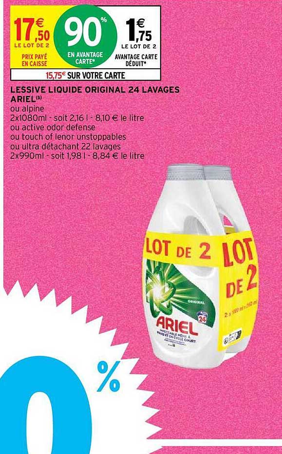 lessive liquide original 24 lavages ariel