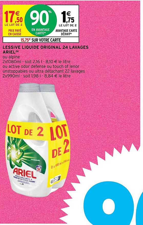 lessive liquide original 24 lavages ariel