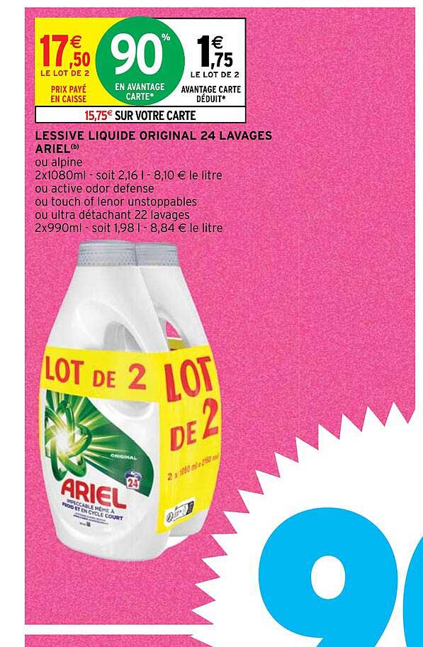 lessive liquidue original 24 lavages ariel