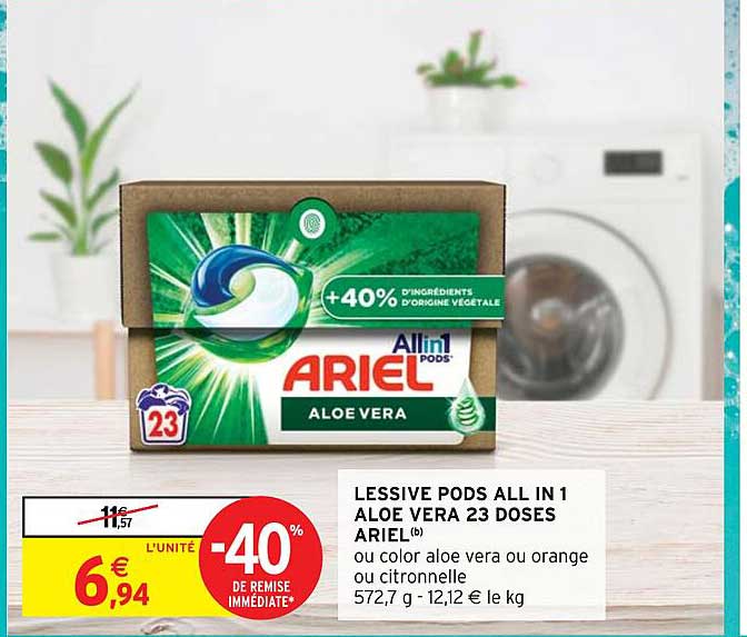 lessive pods all in 1 aloe vera 23 doses ariel