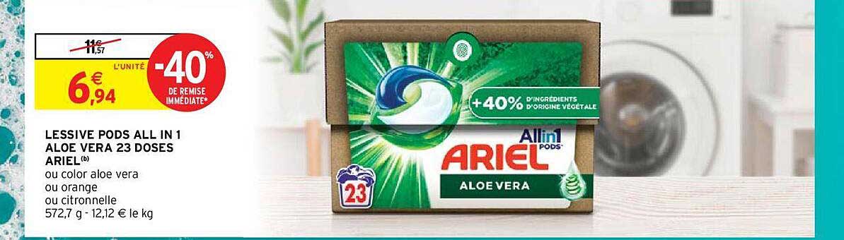 lessive pods all in 1 aloe vera 23 doses ariel